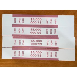 Pack of 50 $5000 Dollar Currency Straps Bill Wrappers Money Bands NON-STICK
