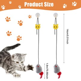 Pack of 2 Cat Toys Self-Employment Hanging Door Frame Elastic Mouse Interactive Cat Toy Mouse Cat Toy Mice with Squeaky Sound for Cat Run and Against Boredom