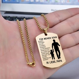 YOTHIWAD Necklace for My Son, Dog Tag Chain “An Meinen Sohn”, Necklace with Engraving, Inspirational Text Gift for Son from Mum and Dad, Stainless Steel