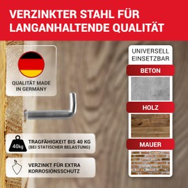 LouMaxx Screw Hooks 5.2 x 50 mm – Set of 25 Angle Screws – Shelf Hooks with Load Capacity up to 40 kg – Galvanised Hooks – Robust Wall Hooks Screws for Pictures, Shelves & More