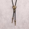 AZORA Western Bolo Tie Men Cowboy Raven Skull Leather Necktie