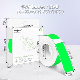 PARLAIM Label Maker Tape,14X50MM(1/2" X1 7/8") Thermal Label Stickers,Thermal self-Adhesive Label Compatible with D30 Label Maker,Thermal Label Paper for Home/Office/130pcs/Roll Fluorescent Green