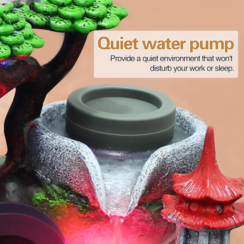 Lemoeyes Indoor Desktop Fountain Waterfall Decor, Atomizing Desktop Humidifier with
