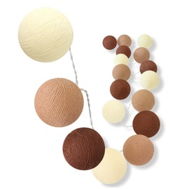 CREATIVECOTTON LED Lichterkette mit Cotton Balls inkl. Timer und Dimmer (20 Kugeln, Cappuccino)