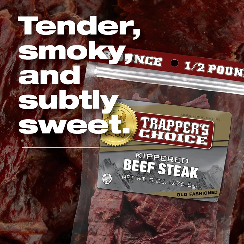 Old Trapper, Trapper’s Choice Kippered Steak, Old-Fashioned Flavor, Eight-Ounce Individual