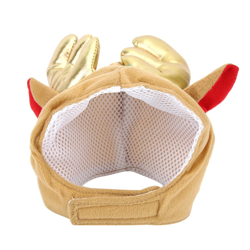 Polyester Coffee Cute Breathable Pet Cartoon Elk Hat Cat Dog