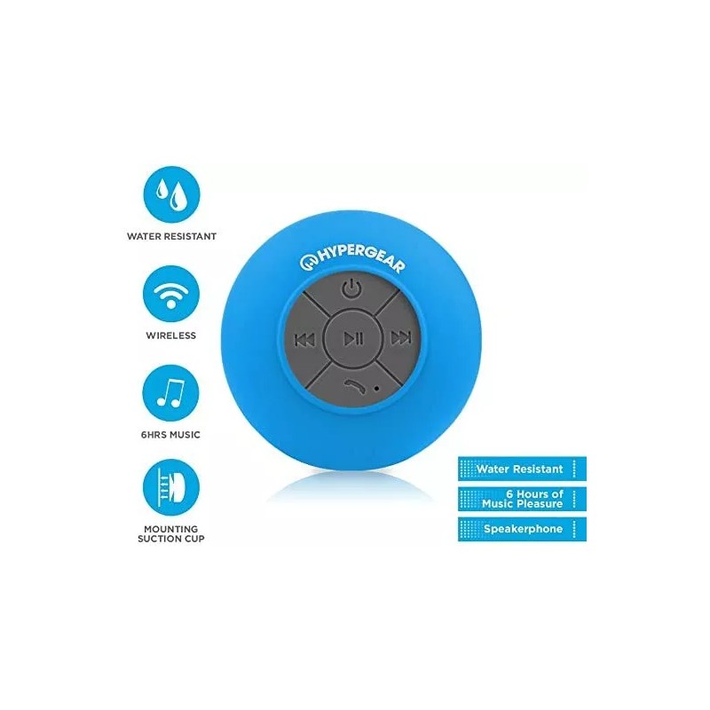 HyperGear H2O Water Resistant Wireless Indoor/Outdoor HD Shower Speaker Blue