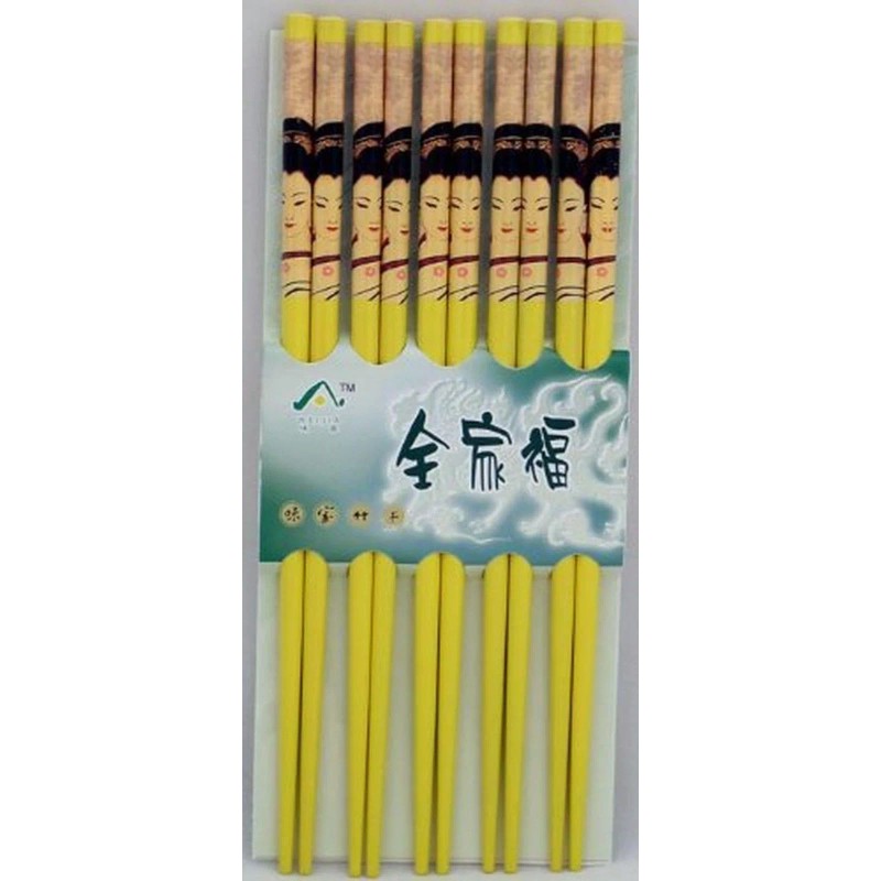 Asian Home 10 (5 Pairs) Chopsticks w. Japanese Geisha Painting