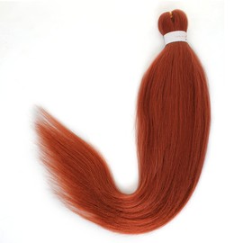 Leeven 20 Inch Pre Stretched Braiding Hair 8 Packs Yaki Braiding Hair Extensions for Box Braids Red Crochet Braids Hot Water Setting Pre Stretched Braiding Hair Extensions EZ Braids 350#