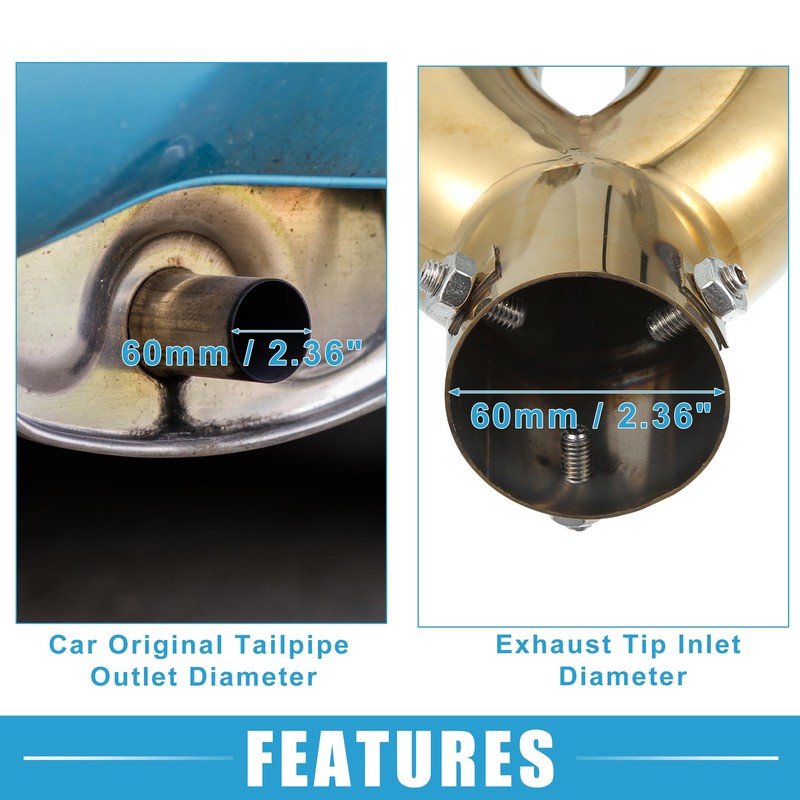 X AUTOHAUX Car Dual Exhaust Tip Heart Shaped Tail Pipe