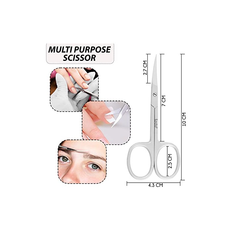 Tecto Professional Nail Scissors, Stainless Steel Manicure Scissors, Small Eyebrow,