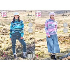 King Cole 5903 Adult Chunky Sweater Knitting Pattern Multicoloured
