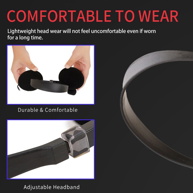 Gaming Headset Over Ear Head Mounted Wired Headphones with Mic
