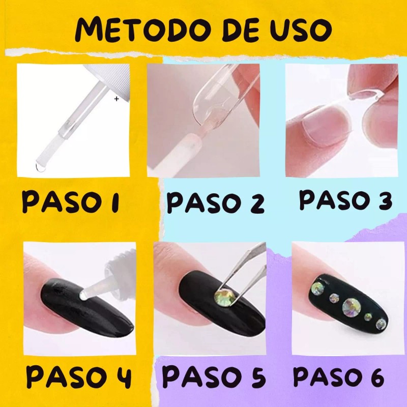 Veraly 3pzs Pegamento Tips Uñas Postizas Uñas Press On Transparente