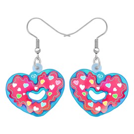 Cute Valentines Day Gifts Heart Earrings Dangle Acrylic Heart Jewelry for Women Girlfriends Charms, Acrylic, No Gemstone