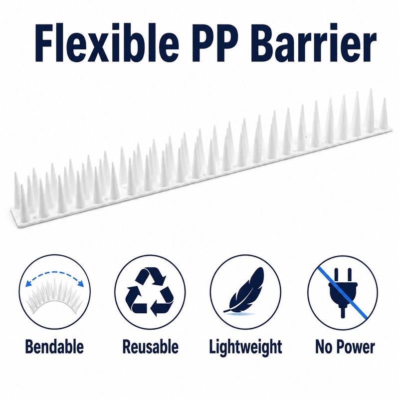 Bird Repellent Spikes for Outdoor Use - Bendable PP Deterrent