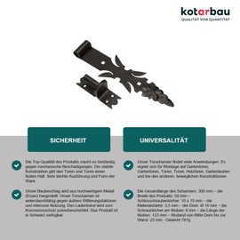 KOTARBAU® Shutter Hinge Wrought Iron with Brackets 300 mm Door Hinge Door Hinge Door Hinge Hinge Band Construction Fittings Gate Fitting Rustproof