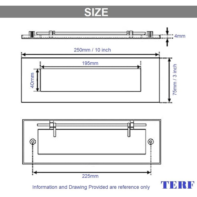 TERF® 250mm X 75mm Traditional Type Letter Postal Plate with
