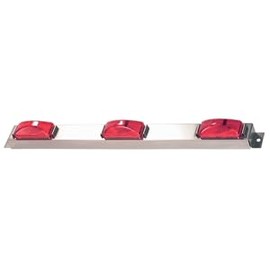 Belgrade Parts & Service, Inc. OEM Truck-Lite 15741R 15 Series, Incandescent, Identification Bar, Rectangular, Red, 3 Lights, 6" Centers, Silver, 12V, Kit
