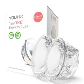 YOUHA Closed System Breast Milk Collection Cups,Pump with Your Clothes On, Anywhere, Anytime!, Clear, 24Mm (24mm)