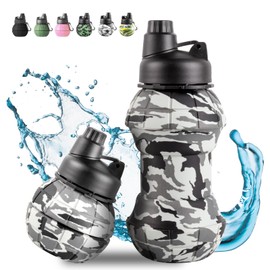 COCTN Collapsible Travel Water Bottles，550ml Silicone Foldable Grenade Type Water Bottle，Leakproof Portable Expandable Water Bottles for Traveling, Camping, Hiking, Cycling & Sports Outdoor