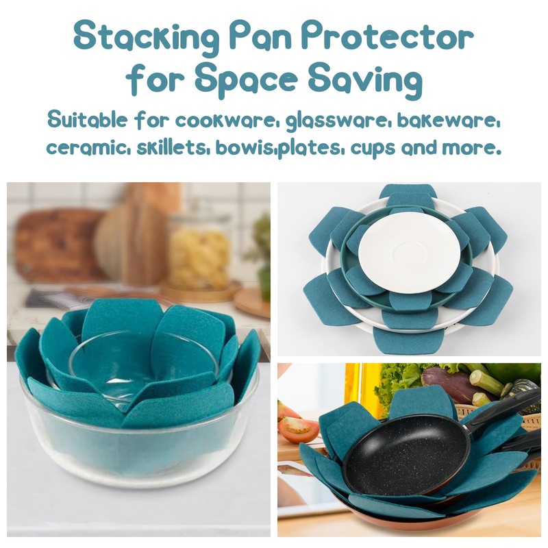 Pack of 9 Felt Pan Protectors, Stacking Protection with 3