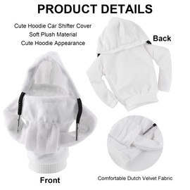 Urehepo Car Gear Shift Cover, Automotive Shift Knob Cover Hoodie for Car Decoration, Universal Fit Shift Gear Cover, Cute Car Interior Accessories(White)