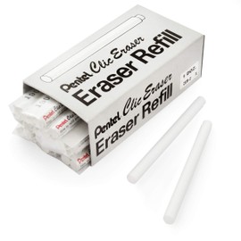 Pentel Clic Stick Eraser Rubber Refills - White - Pack of 12-24 Refills
