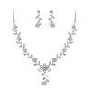 Clearine Women's Wedding Jewellery Set Leaf Cluster Flower Crystal Pendant