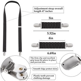 Zkptops Clips elásticos para guantes para niños pequeños, bebés y niños, soporte para manoplas, correas de fijación, conectores, Negro -, Small/Medium/Large