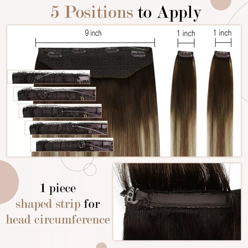 Ugeat Extensiones Cabello Natural 14in Marrón Oscuro A Blanqu 80gr