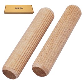 SKIR'CO (50 pcs) Wooden Dowels 12 x 60 mm, Grooved Wood Plugs, Ribbed Pins For Furniture, Grooved Dowels