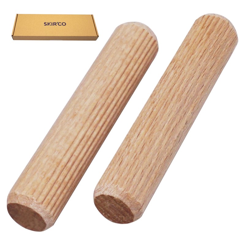 SKIR'CO (50 pcs) Wooden Dowels 12 x 60 mm, Grooved