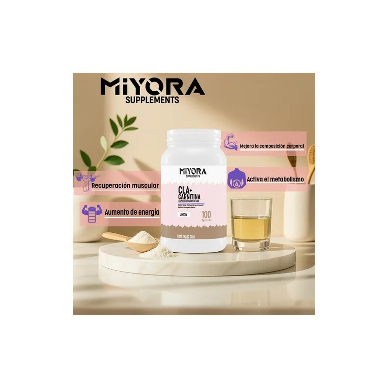 Cla + Carnitina 1kg Suplemento Miyora 100servicios Sabores
