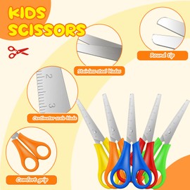 Dcocdeely 100 Pcs Kids Scissors Bulk for School 5'' Student Scissors Blunt Tip Safety Scissors Stainless Steel Paper Scissors Child Scissors for School Office Craft Projects (100)