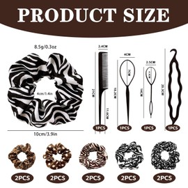 Pack of 10 Retro Hair Bobbles and 4 Pieces Black Hair Twisters, Elastic Hair Bobbles, Hair Styling Tools, Hair Braider, Durable and Versatile Hair Accessories