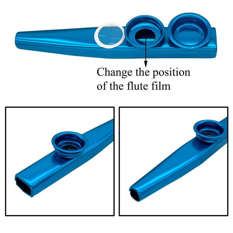 2 Packs Kazoos (Blue, Purple) with 6 Pcs Membrane Flutes