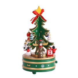 NAVESO Christmas Christmas Tree Music Box Wooden Music Box Christmas Decoration Music Box Wooden with Decoration Accessories