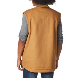 Dickies Men's Big-Tall Relaxed Sherpa Lined Duck Vest, Rinsed Brown Duck, 4X-Large