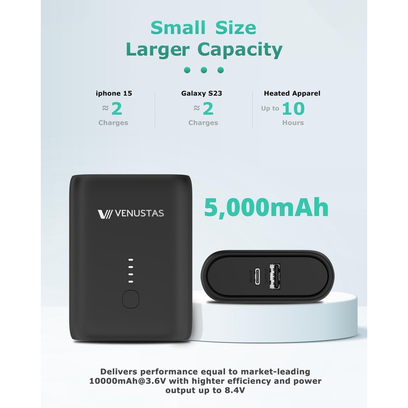 Venustas 15W (5V/3A) Charger - UL Certified, Battery Adapter Compatible