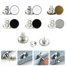 Botones para jeans, 6 juegos de botones de metal de reemplazo para jeans, 4 estilos, pasadores de ajuste perfecto, botones instantáneos, sin coser, sin herramientas