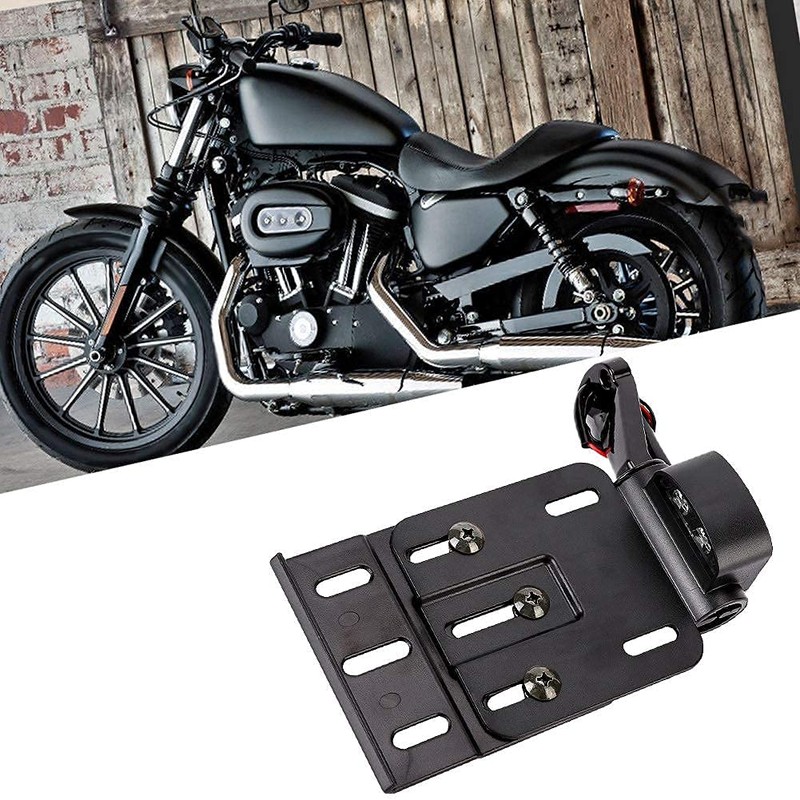 Aramox Motorcycle License Plate Frame,Aluminum Alloy Black Side-Mount License Plate