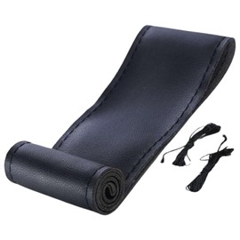 sakurawing Steering Wheel Cover, For Cars, Anti-Slip, Grip, Leather, Sports, Seat Protector, Light Tiger, Braid, 15.0 inches (38 cm), Black