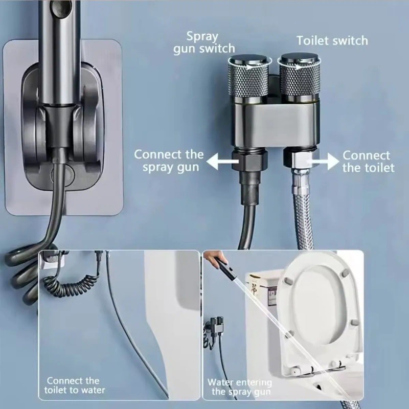 Grifo De Inodoro Cabez Inodoro Ducha Válvula De Doble Salida