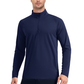 EKLENTSON Men's UV Sun Protection Shirt Quick Dry Athletic Running Cycling Walking T Shirts Rash Guard,Navy,M