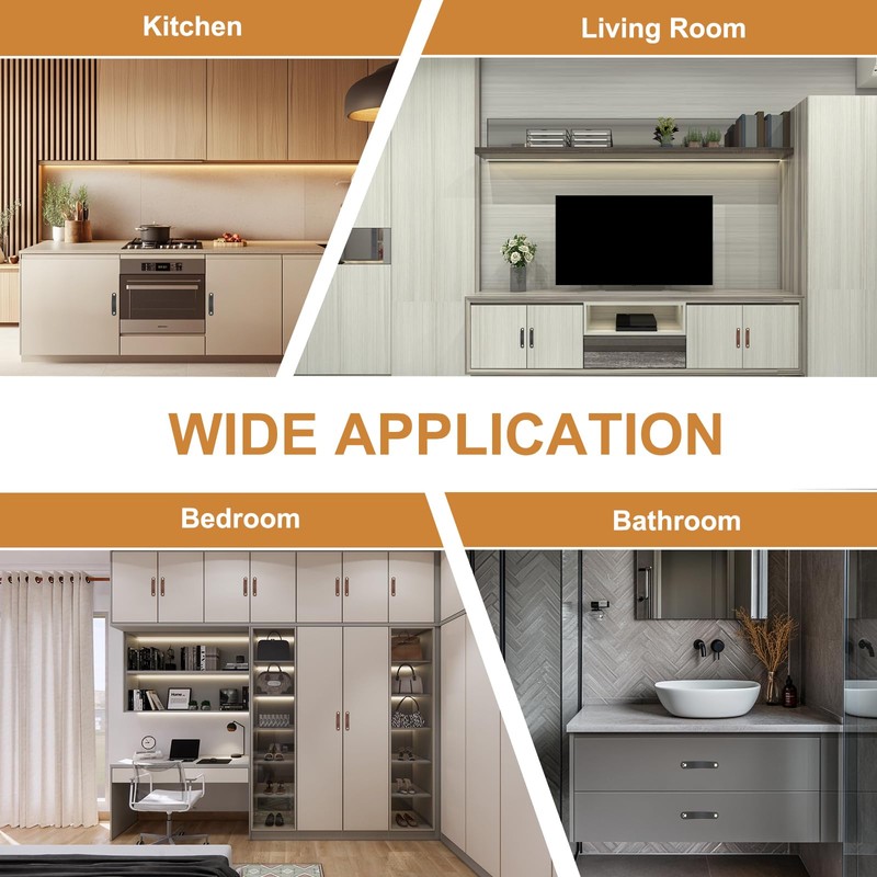 PATIKIL Leather Drawer Pulls, 4 Pcs Leather Handle Double Hole