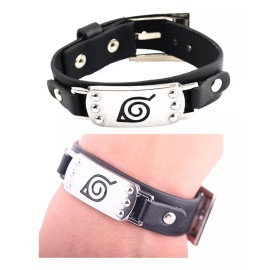 Veraly Naruto Pulsera Hoja Konoha Brazalete Cuero Aldea Unisex
