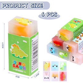 Cute Erasers for Pencils Bulk Pet Eraser Fun Animal Pencil Erasers Jelly Drawing Writing Eraser for Prize Gifts Party 6 Pack