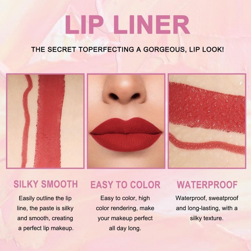 Lápiz Labial 2 En 1 Resistente Al Agua, Delineador De
