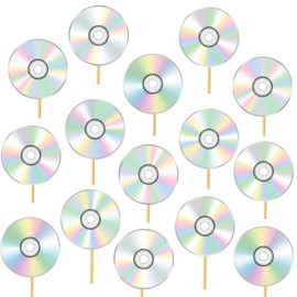 16pcs CD Disco Centerpiece Sticks 90s Party Decorations for CD Theme 1990s 2000s Birthday Party Baby Shower Supplies